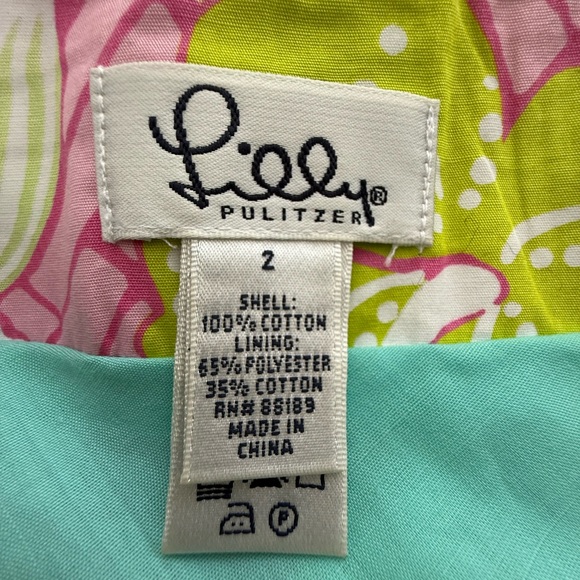 Lilly Pulitzer Floral Pleated Skirt - Pink, Green, Aqua. Eyelet‎ Hem Design sz 2 - Picture 5 of 9